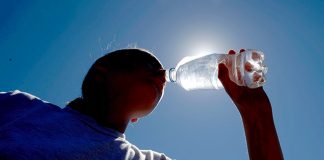 Hot person drinking water